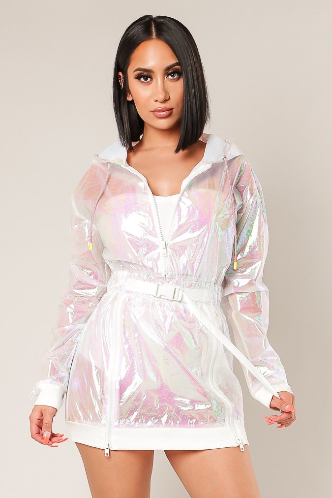 White Out Iridescent Pull Over Jacket (SIZE UP 1)