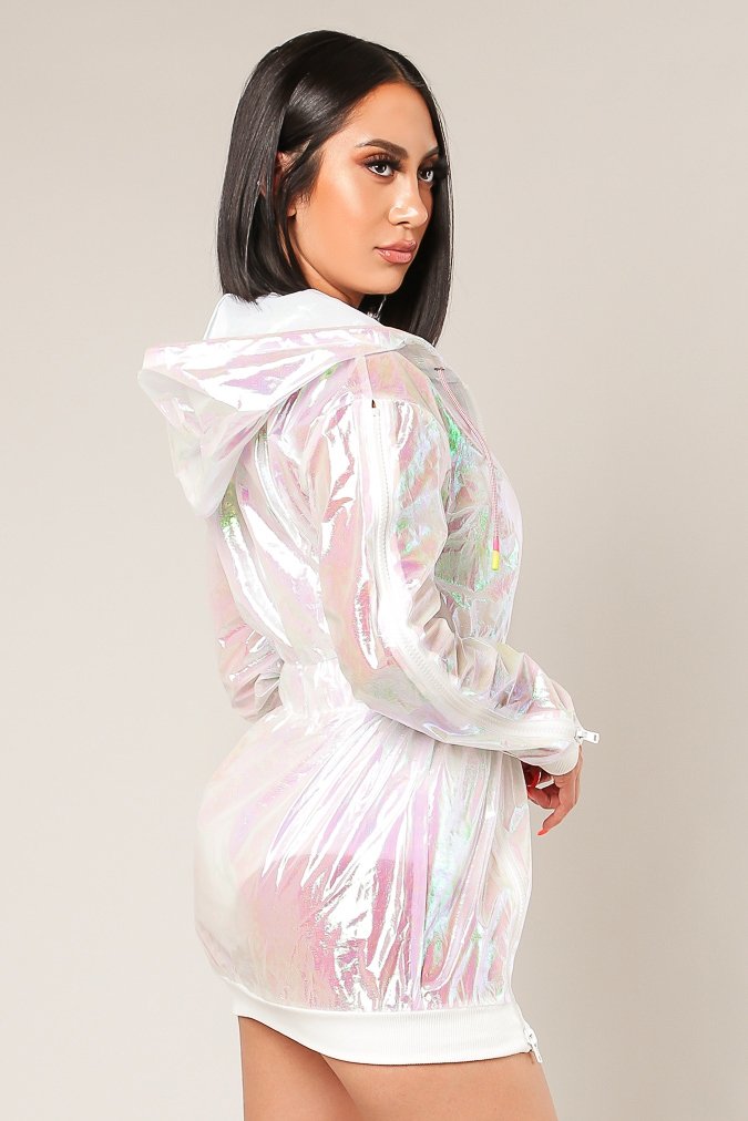 White Out Iridescent Pull Over Jacket (SIZE UP 1)