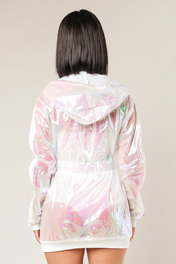White Out Iridescent Pull Over Jacket (SIZE UP 1)