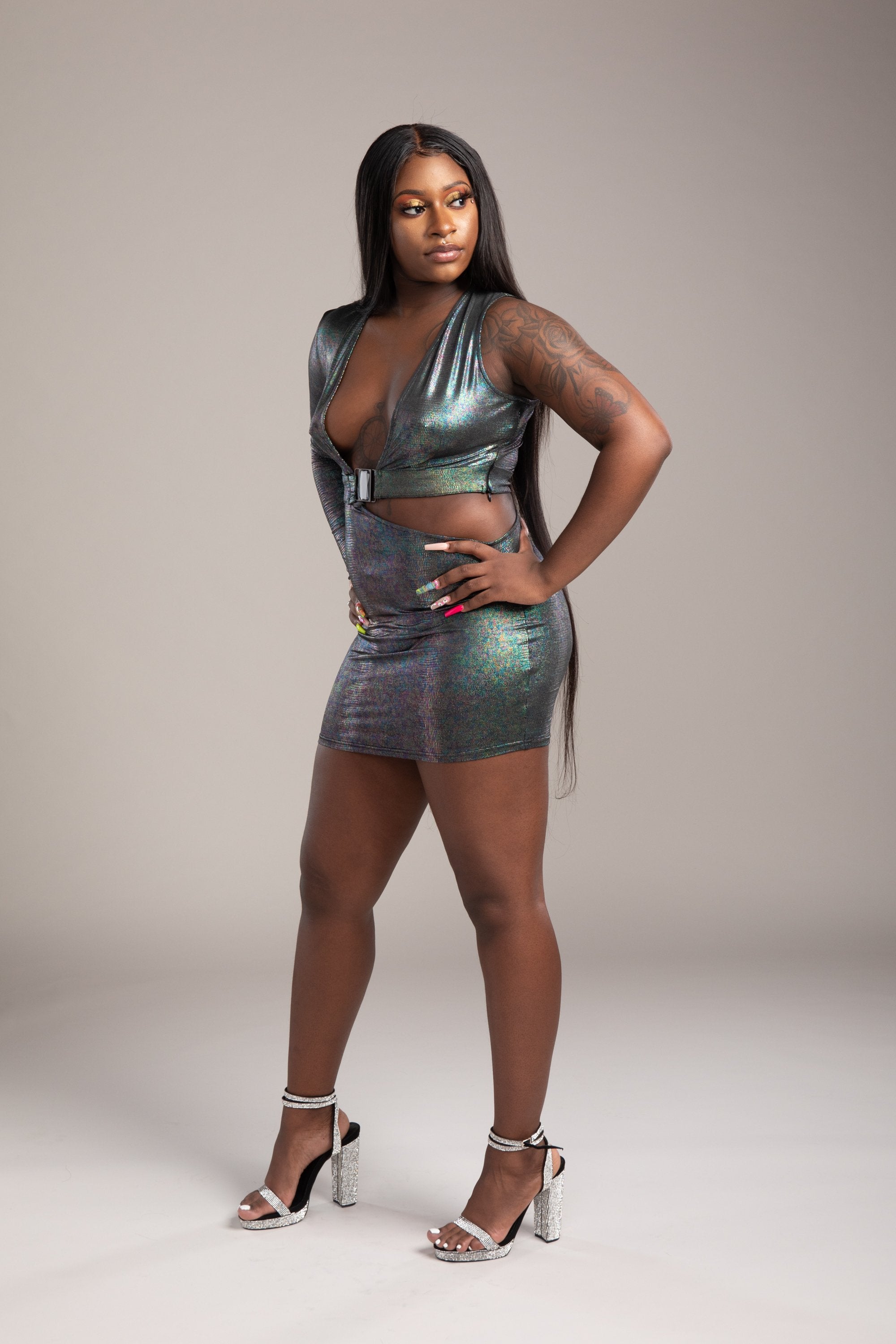 Cut It Out V Neck Mini